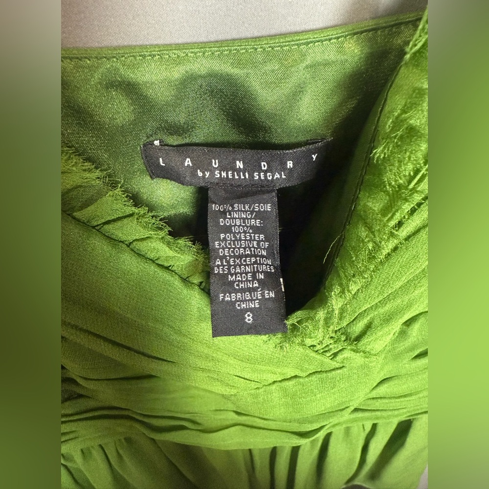 Laundry‎ By Shelli Segal Silk Green Dress Y2K, Size 8 - Picture 2 of 9